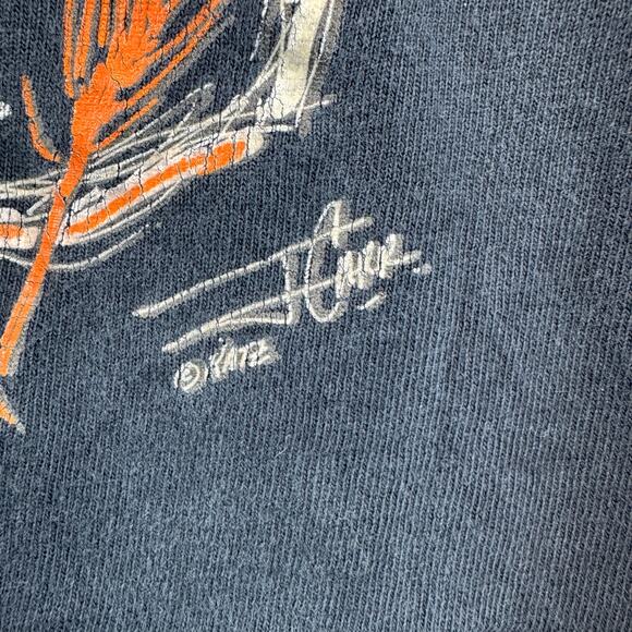 VTG Kittens Black Halloween Pumpkin Scarecrow Tee USA Plus One Size Oversized - Picture 5 of 16